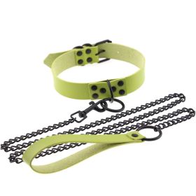 Personalized leather collar (Color: Green)